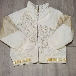 Vtg 80s EVR Rousso Gold Embroidery Quilted Jacket